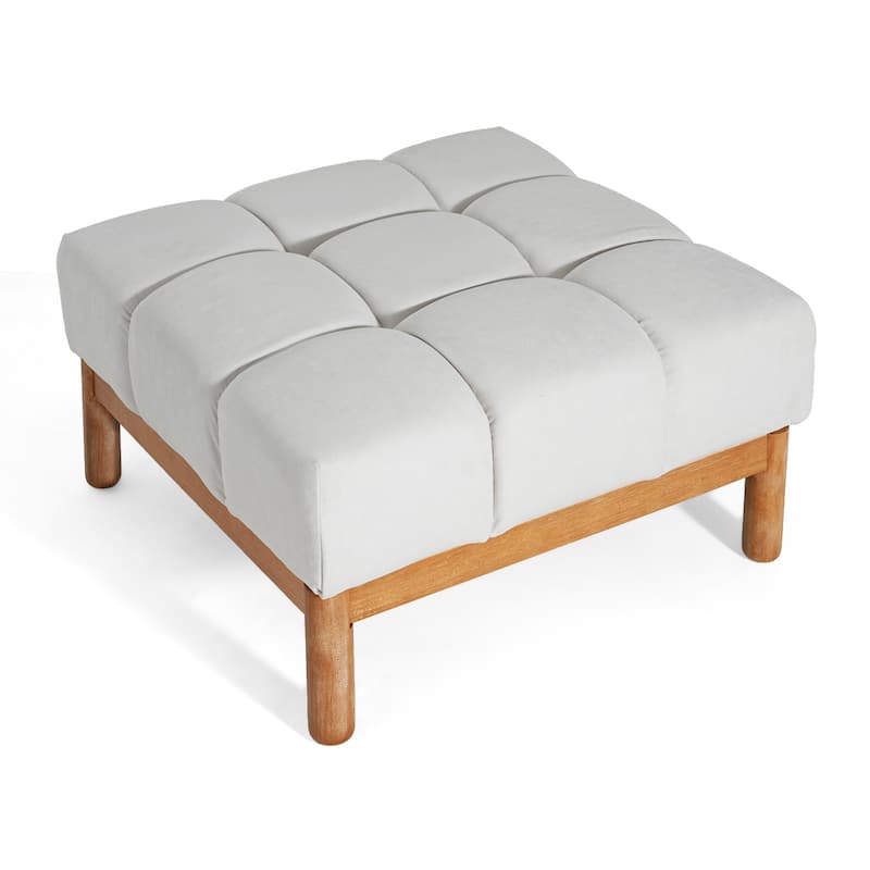 Christopher Knight Home - Biscuit Modern Upholstered Tufted Ottoman with Deep Cushion Design