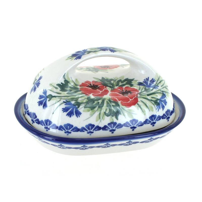 Blue Rose Polish Pottery 15A WR Unikat Butter Dish