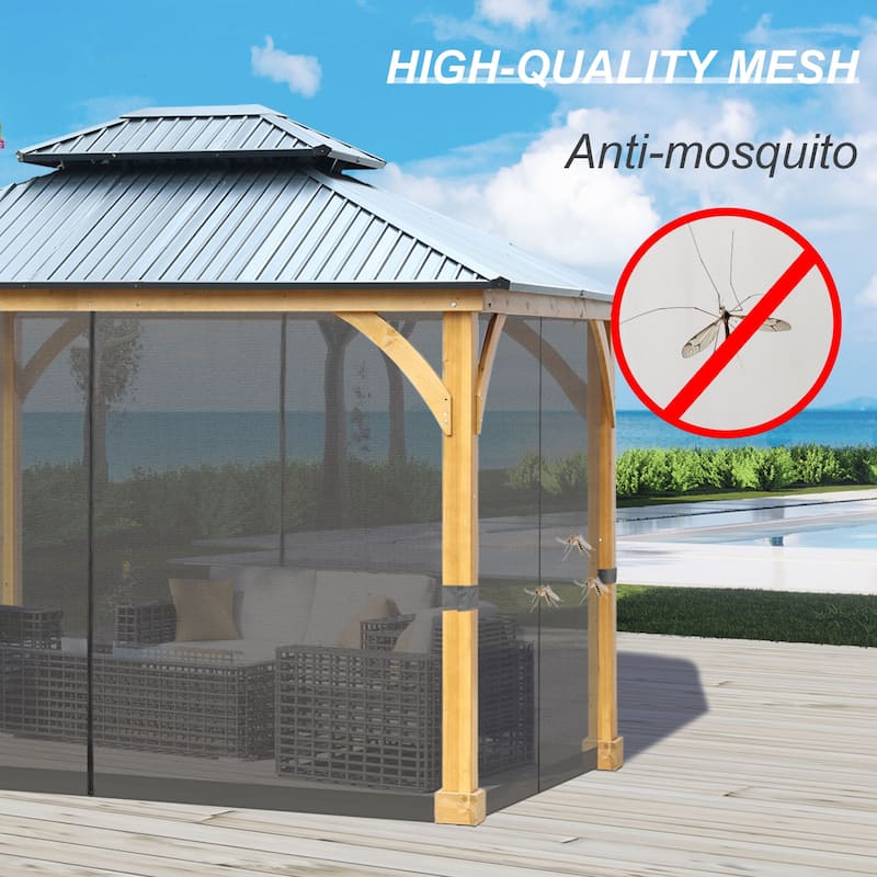 Aoodor 10'x12' Replacement Gazebo Mosquito Netting 4-Panel Sidewalls