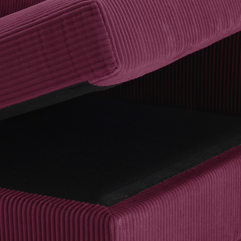 Modern Corduroy Indoor Chaise Lounge Couch with Pillows