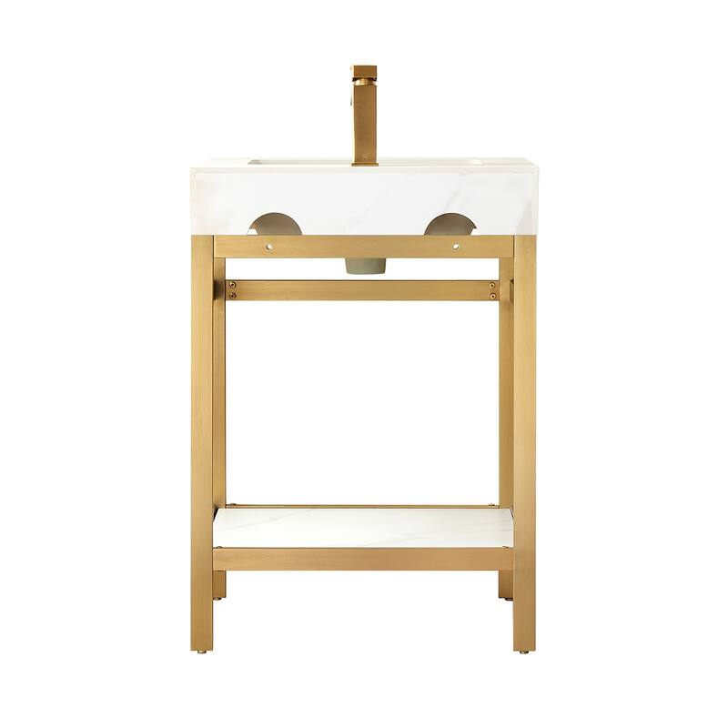 Funes 24" Single Vanity, Metal Support with Stone Top without Mirror - 24''x22''