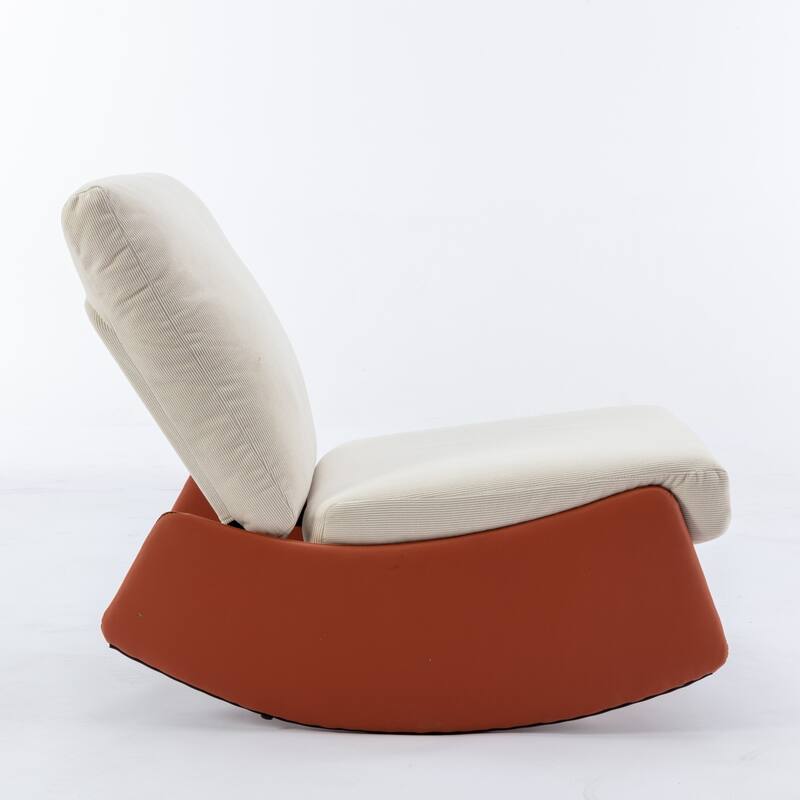 Corduroy Rocking Recliner Chair with Adjustable Back & Ottoman