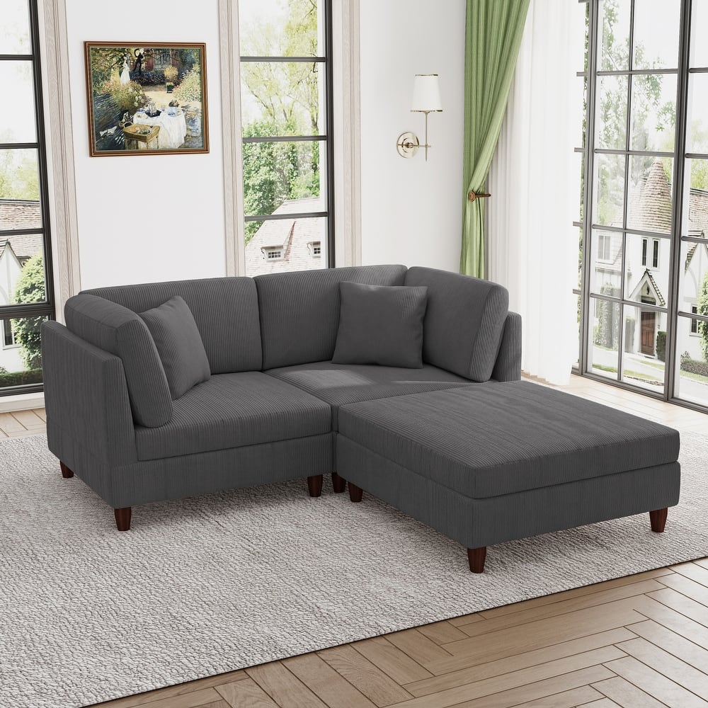 Modern Oversized Modular Corduroy Sectional Sofa Set