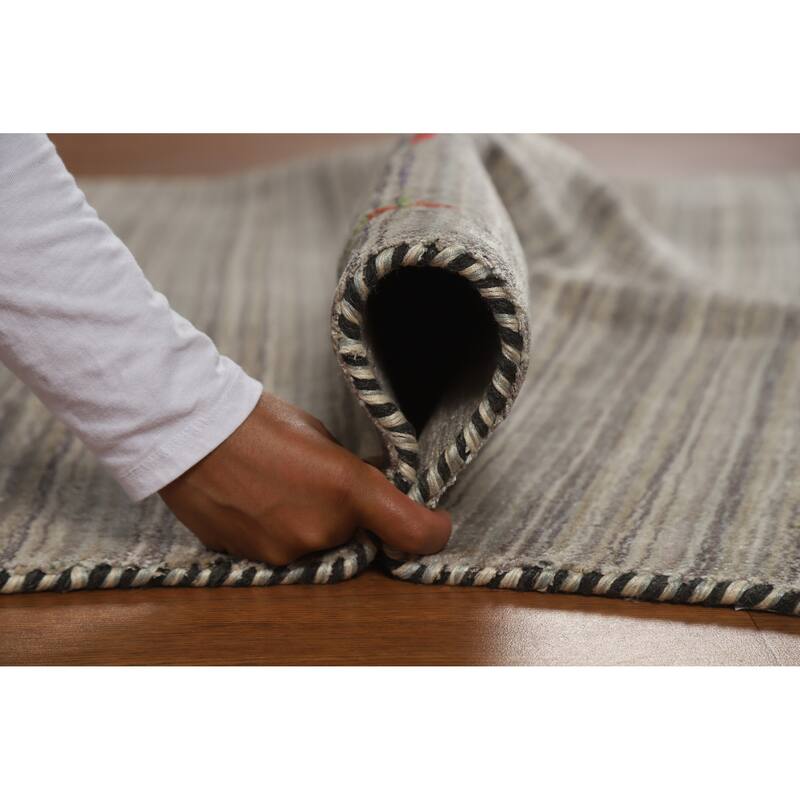 Tribal Animals Gabbeh Indian Rug Hand-Knotted Wool Carpet - 4'0" x 5'10"
