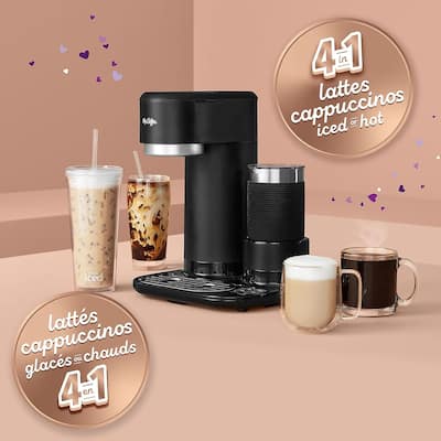 Mr. Coffee 4-in-1 Single-Serve Latte, Iced, and Hot Coffee Maker with Milk Frother