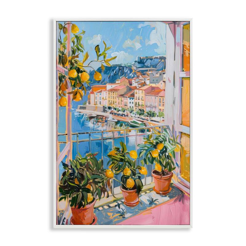Stupell Seaside Town Window View Framed Giclee Art Design By LSR Design Studio - 20 x 30 - White
