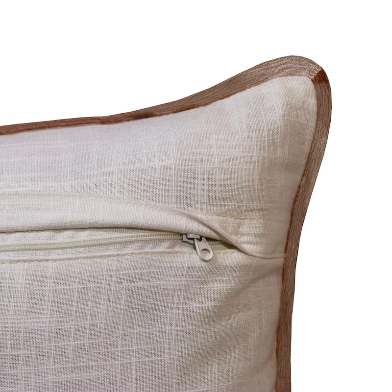 Sevita Handmade Gray/Copper Geometric Cotton Throw Pillow, 14" x 20"