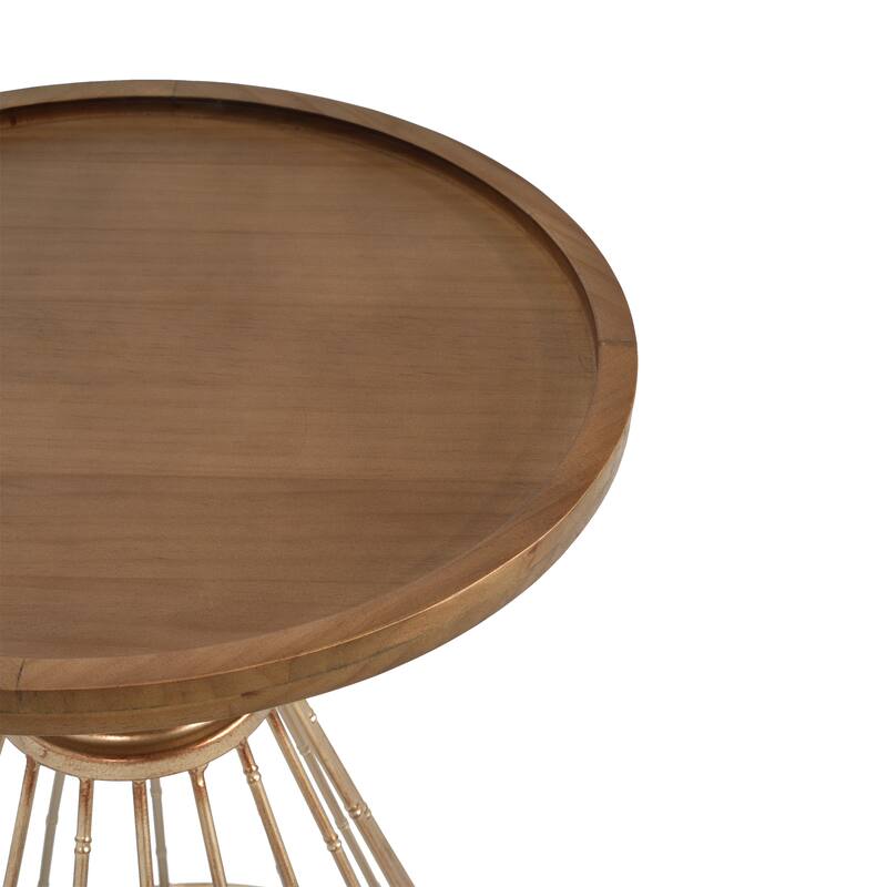 Anmytek Round Accent Side Table Modern Metallic Base Home Decor - 18 in. W X 25 in. L X 18 in. H