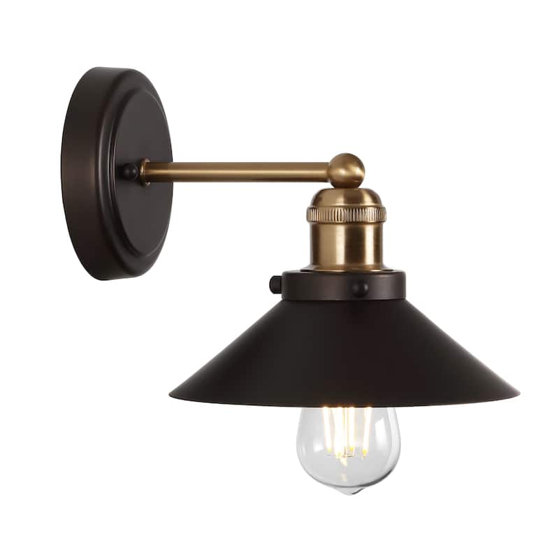 Florence Metal Shade Sconce, by JONATHAN Y - 1-Light - Oil Rubbed Bronze/Brass Gold