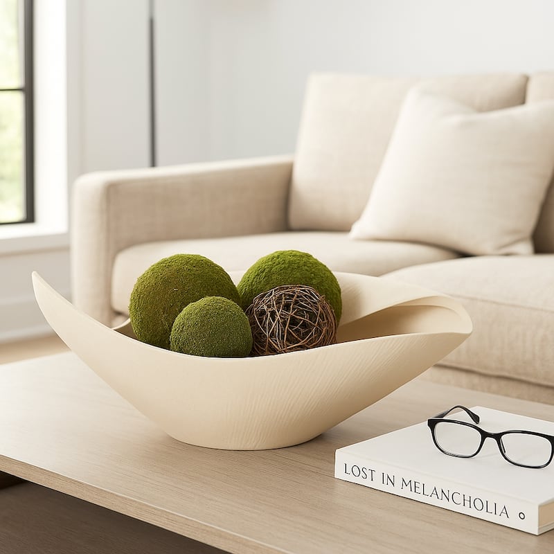 Sculptural Wave Freeform Decorative Bowl for Home Decor - 9", Silver - 17.0"