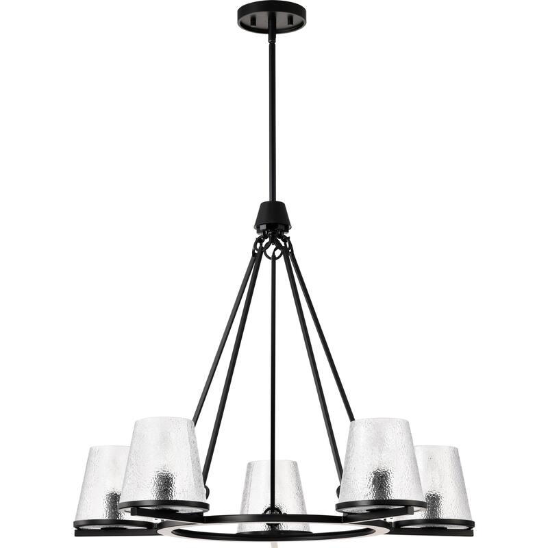 Valentine 5 Light Chandelier Black Finish Hammered Glass