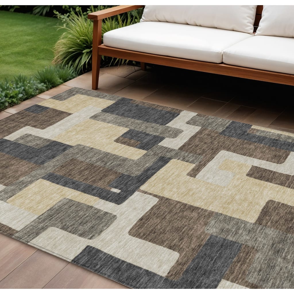 HomeRoots Abstract Transitional Rectangle Outdoor Rug