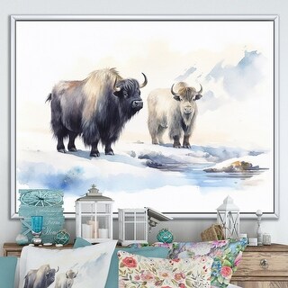 Designart quot Domestic Yak II quot Yaks Framed Wall Art Living Room Bed Bath