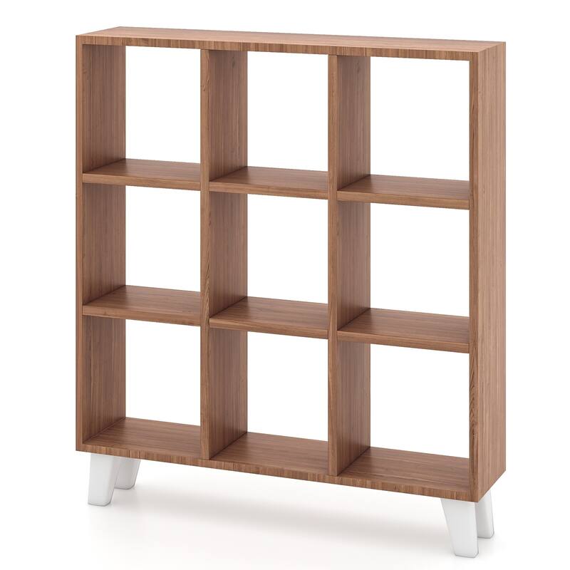 9-Cube Bookcase with 6 Removable Shelves and Raised Support Feet - 35" x 8" x 39.5" (L x W x H) - Brown