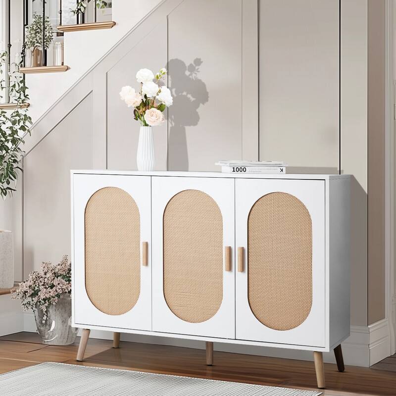 Shoe Cabinet with Double Doors Wooden Floor Bathroom Storage Cabinet