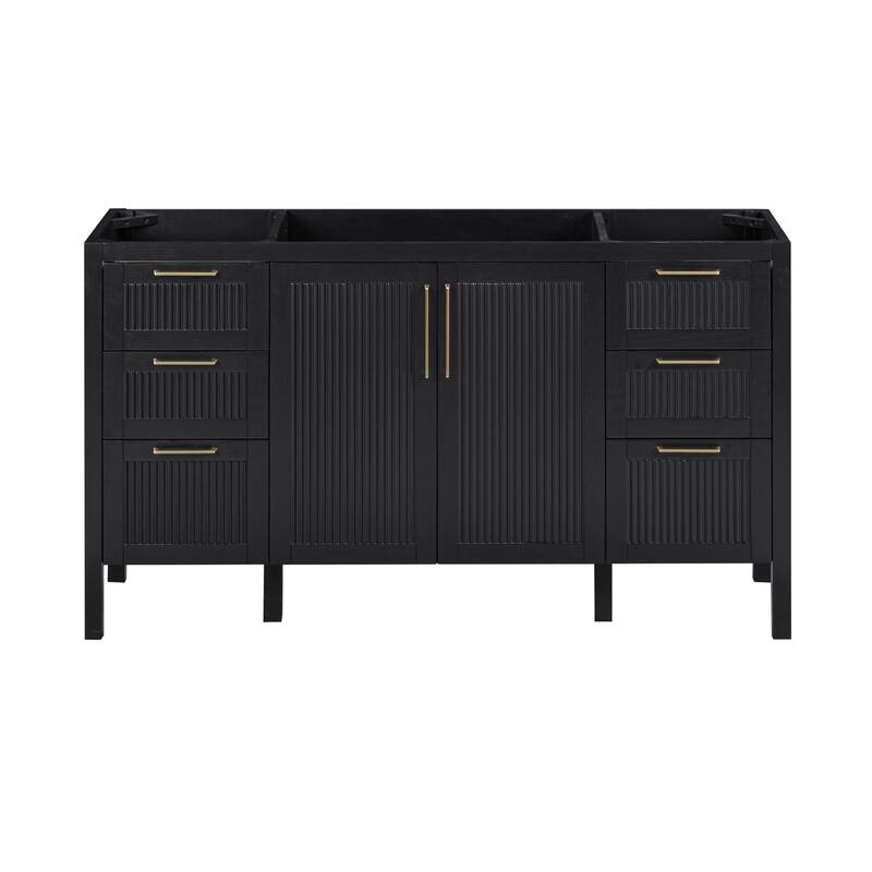 Luka Bathroom Vanity Only in Black Oak - 60"W x 21.5"D x 34"H