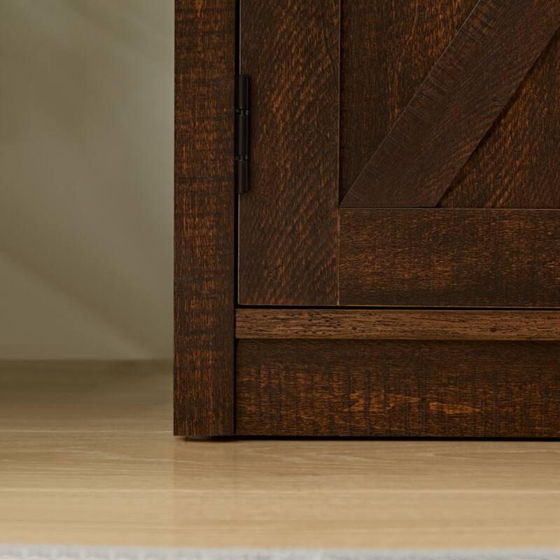 Farmhouse Barn door TV Media Stand Modern Entertainment Console for TV Up to 65" with Open and Closed Storage Space