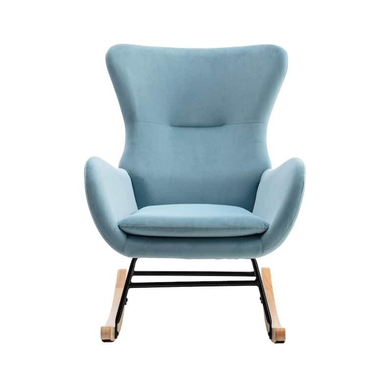 Velvet Fabric Padded Seat Rocking Chair