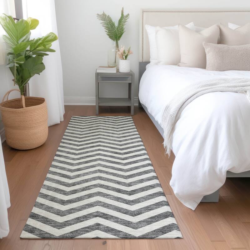 Premium Washable Super Soft Modern Chevron Mayfield Rug - Gray - 2'3" x 7'6"