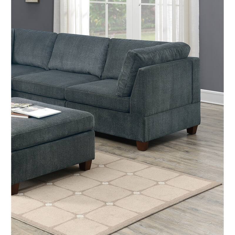 1pc Grey Chenille Modular Corner Wedge Sofa 37x37x35 inches