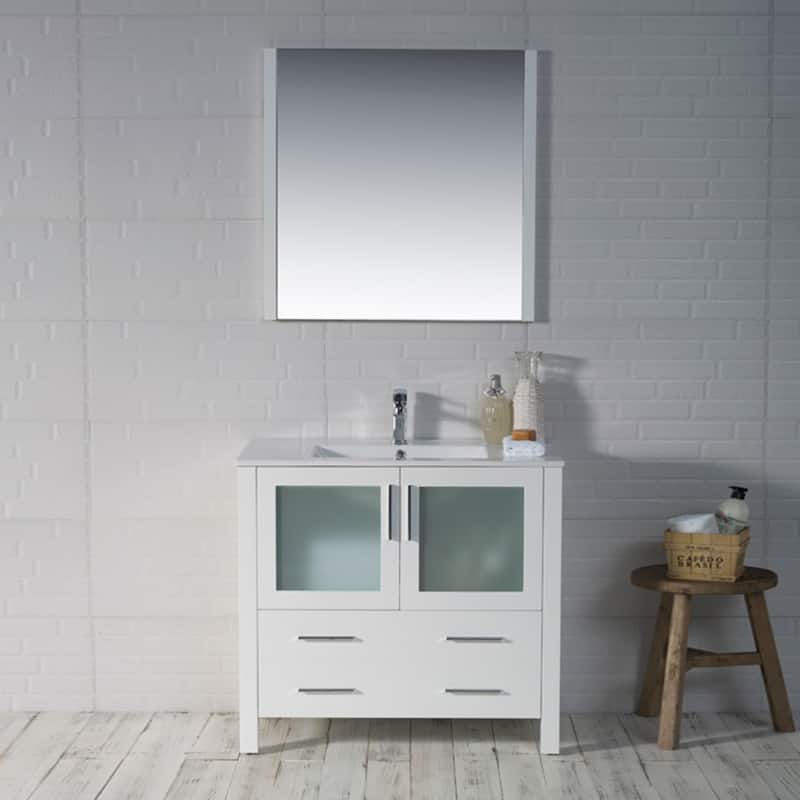 Blossom Solid Wood Double Bathroom Vanity w/ Ceramic Sink & Base