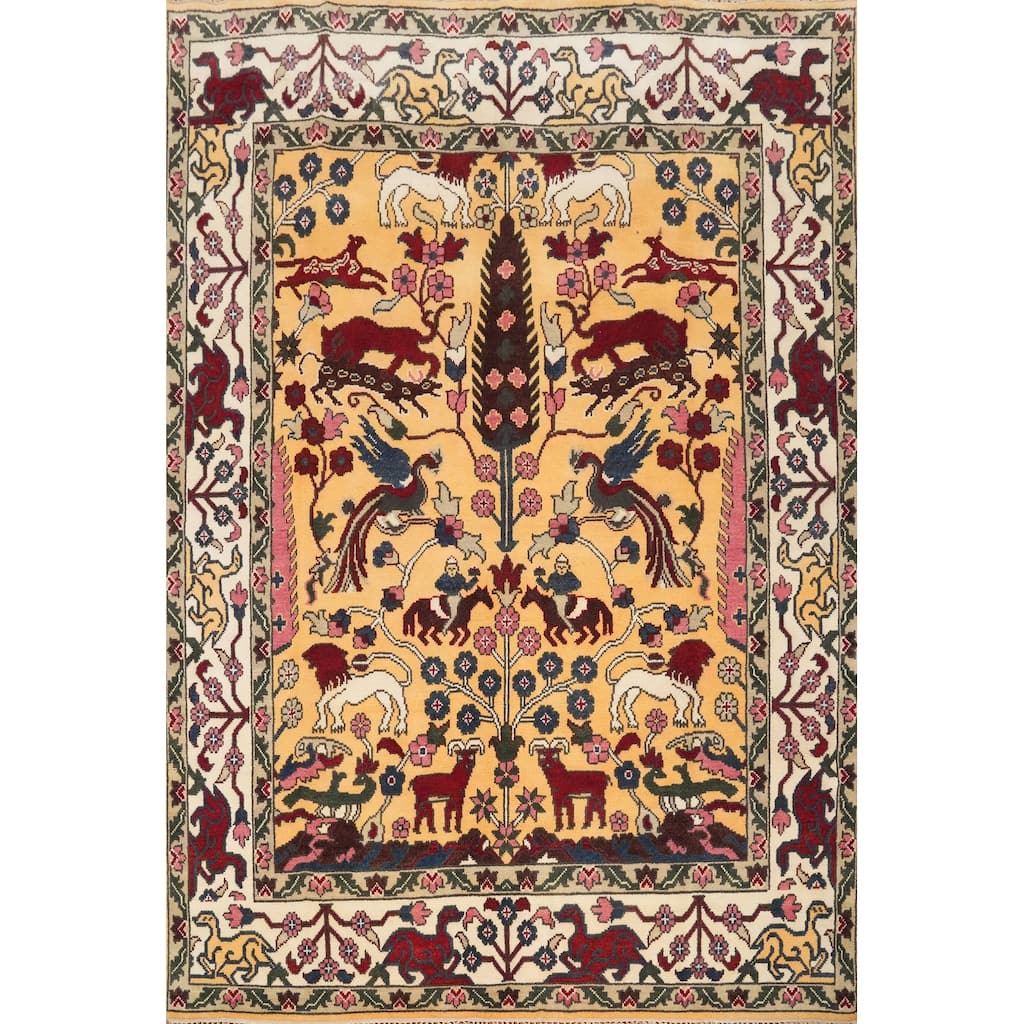 Hand Knotted Oriental 100% Wool Carpet Traditional Floral Yellow & Gold Ziegler Area Rug - 9' 11'' X 8' 0''