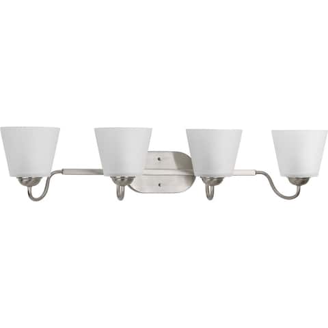 Arden Collection 4-Light Brushed Nickel Etched Glass Farmhouse Bath Vanity Light