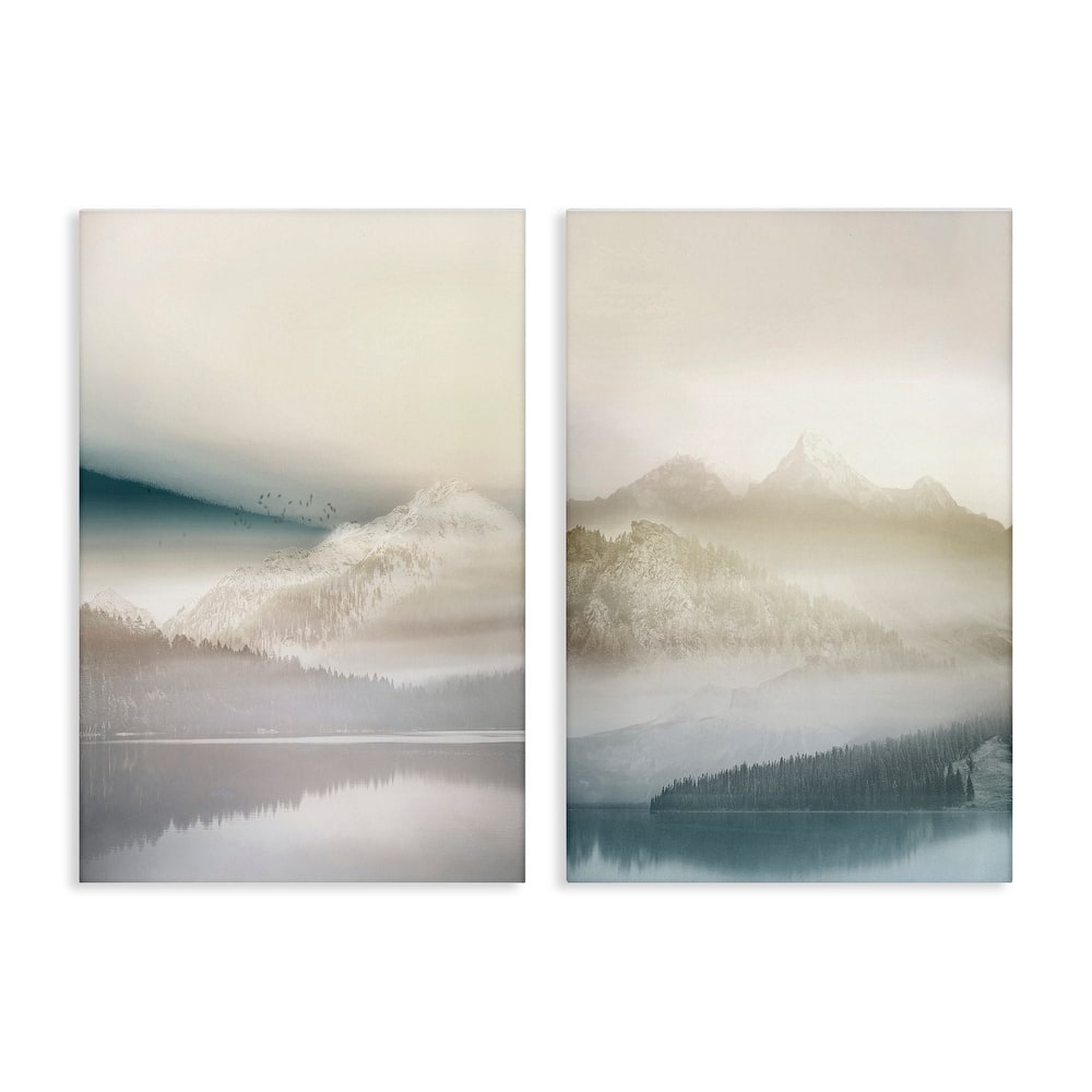 Stupell Mountain Peaks & Neutral Lake Canvas Wall Art Design By Gemma Bardot (Set of 2)