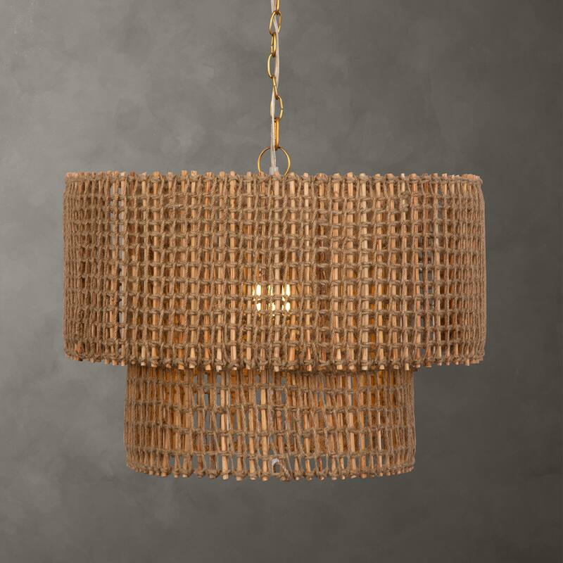Uttermost Biswas Woven Jute 1 Light Pendant - 19"H x 24"Dia.
