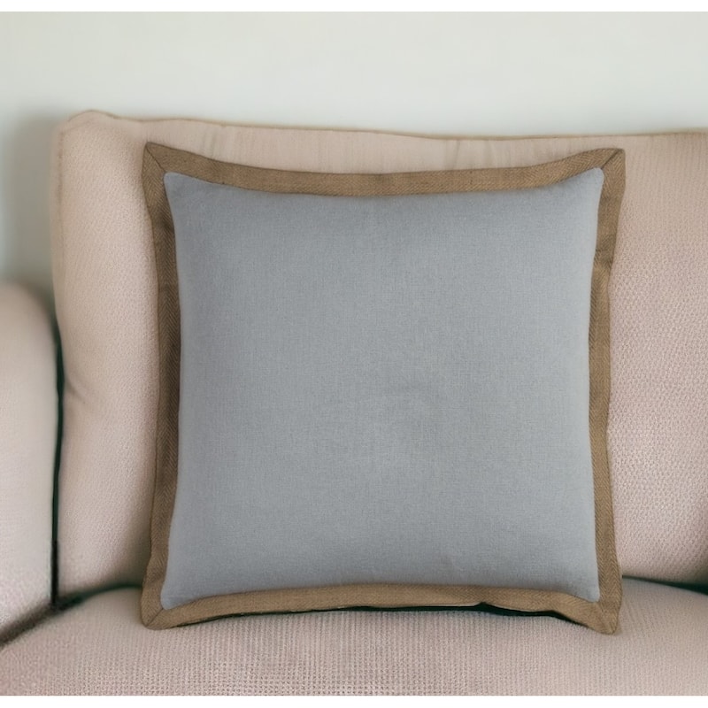 22" Light Blue Cotton Throw Pillow