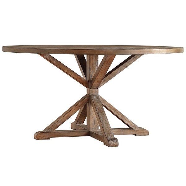 Benchwright Rustic X base Round Pine Wood Dining Table by iNSPIRE