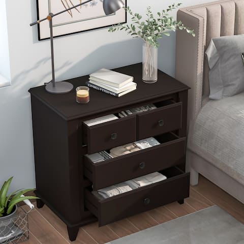 Modern Bedroom Nightstand with 3 Drawers,Espresso