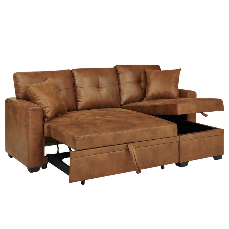 Sleeper Sofa,Sectional with Pull-Out Bed, Reversible Chaise, Storage Sectional, Convertible Sofa Bed, L-Shaped Sofa