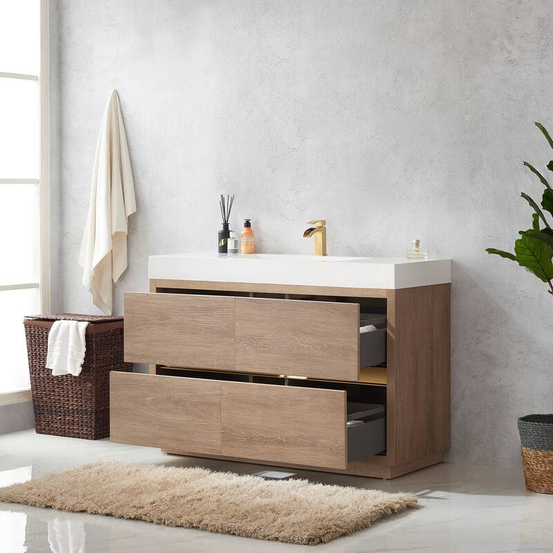 Huesca 48" Single Sink Bath Vanity with White Sink Top, no Mirror