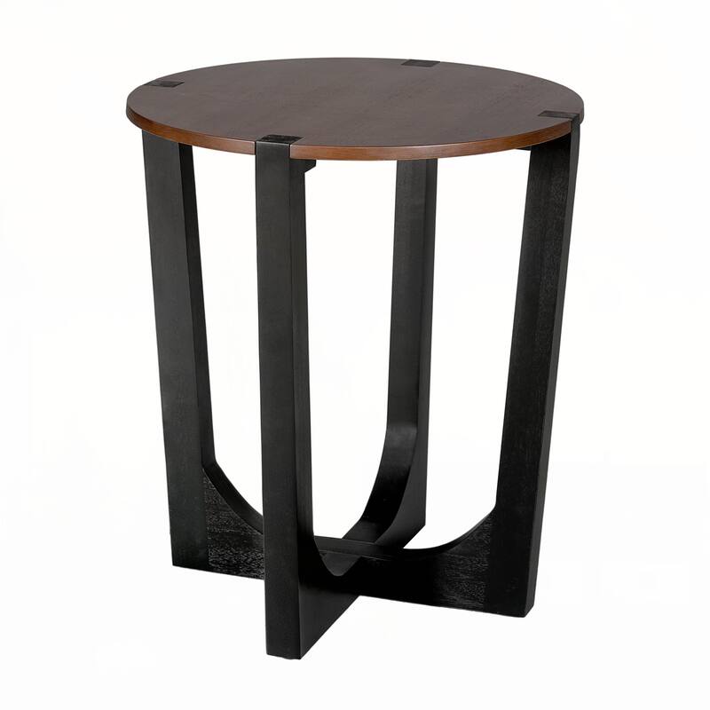 outdoor ACACIA SOLID WOOD SIDE TABLE,BROWN and BLACK COLOR
