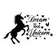 preview thumbnail 15 of 13, Unicorn Wall Decal for Baby Girl Nursery 50 wide x 33 tall inches - Black