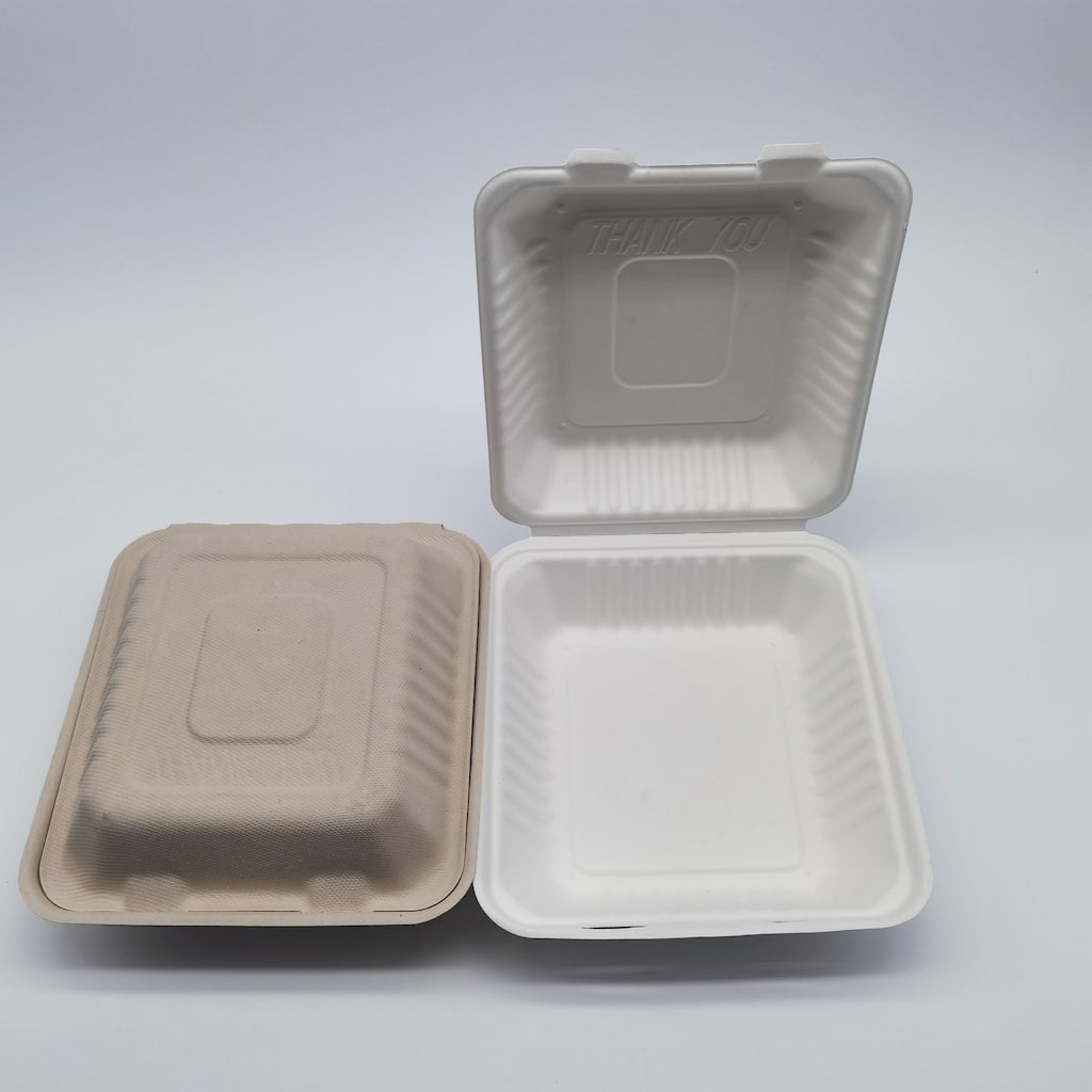 200-Count Single Compartment Hinged White Take Out Containers - 9"
