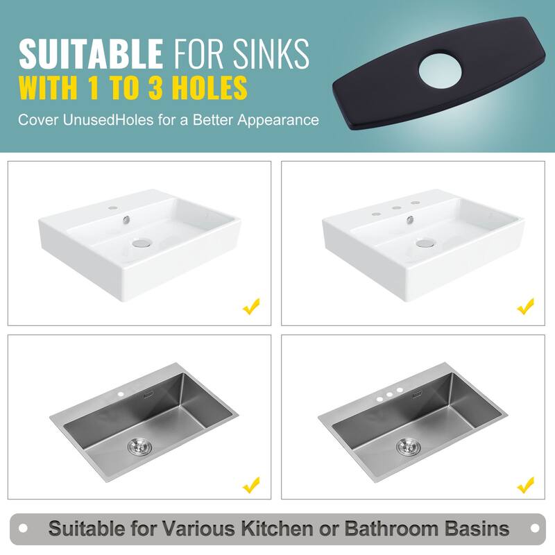 WOWOW Stainless Faucet Deck Plate, Fits 1 to 3 Hole Sinks, 5 Finishes