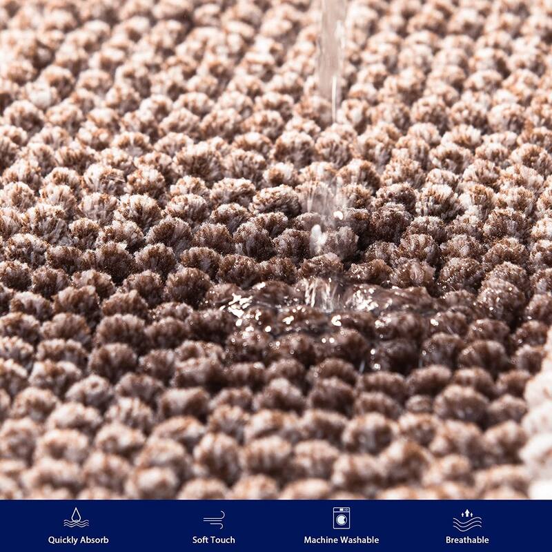 Subrtex Rugs Chenille Gradient Stripe Pattern Soft Plush Bath Rug Shower Water Absorbent Mat