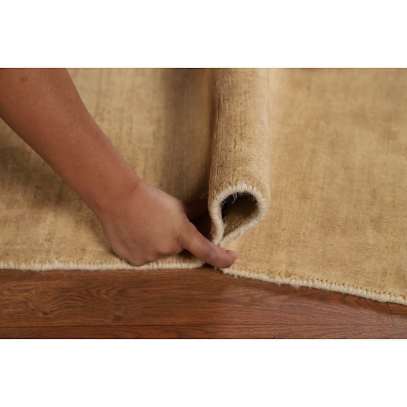 Light Brown Gabbeh Modern Rug Handmade Wool Carpet - 4'1"x 5'10"