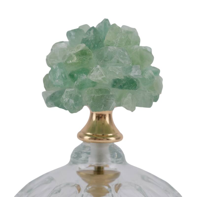 Glass Stone Jar with Fauna Lid Detailing and Textured Transparent Body