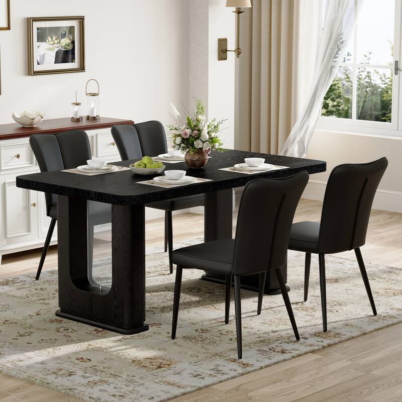 Dining Table Set for 4, Modern Dining Table and 4 Chairs Set, 5 Piece Kitchen Table and Chairs Set