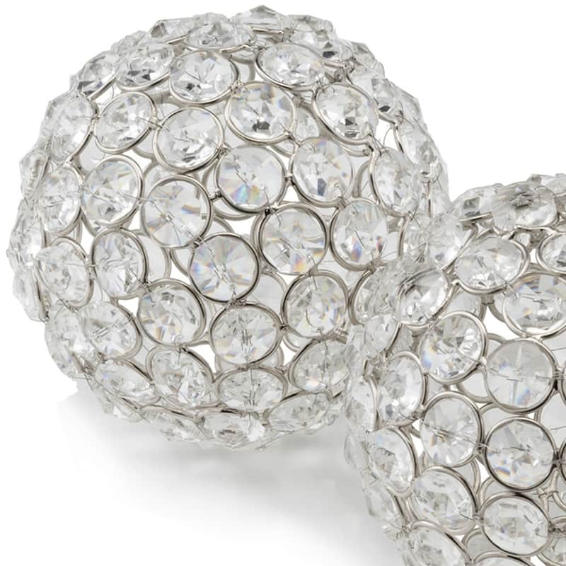 HomeRoots 4" Silver Faux Crystal and Silver Decorative Orb Tabletop Sculpture - 4' X '4' X '4