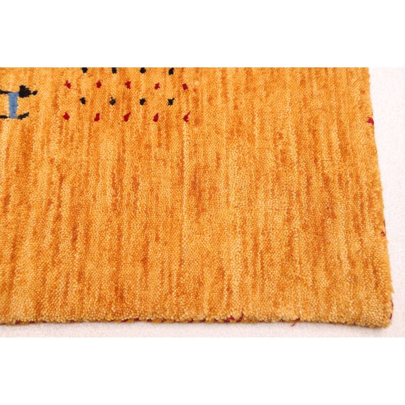 ECARPETGALLERY Hand Loomed Kashkuli Gabbeh Light Orange Wool Rug - 5'1 x 8'2