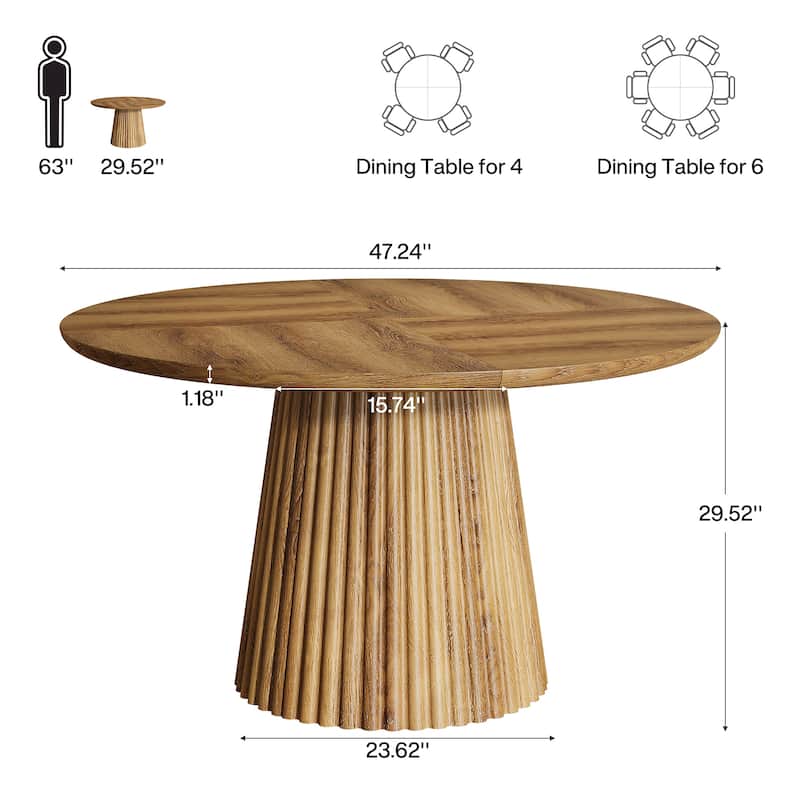 Wood Kitchen Table, Round Dining Table, Living Room Bistro Dinner Accent Table