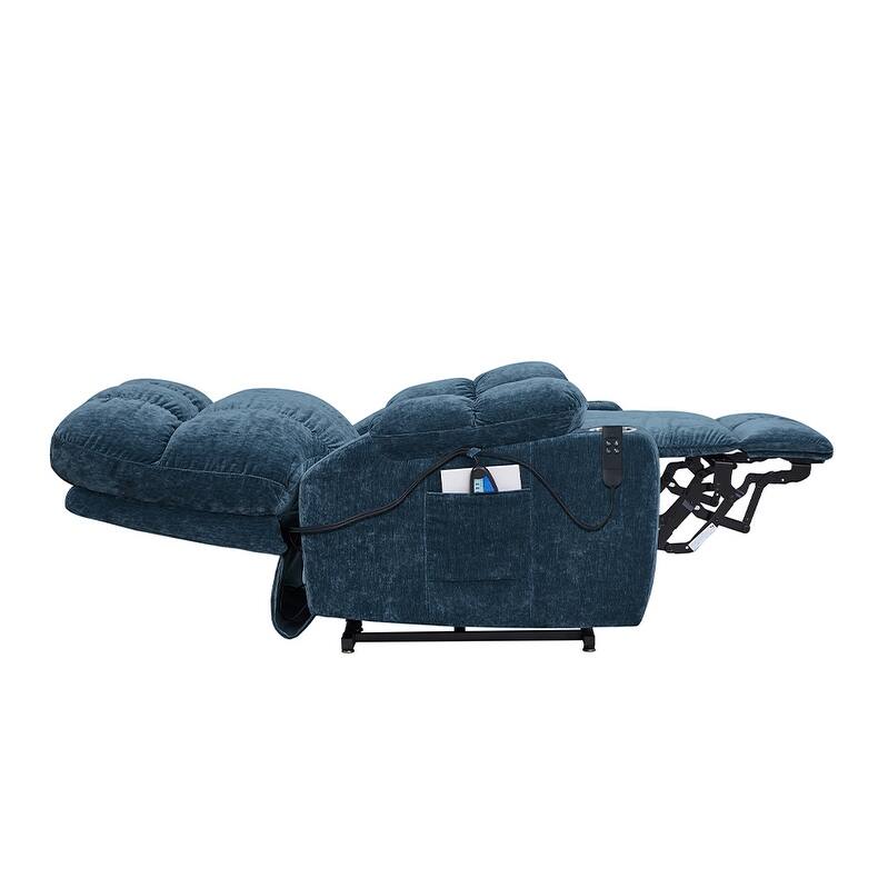 Red Dual OKIN Motor Lift Recliner for Seniors with Heat, Massage, 180° Lay Flat, and Adjustable Backrest/Footrest