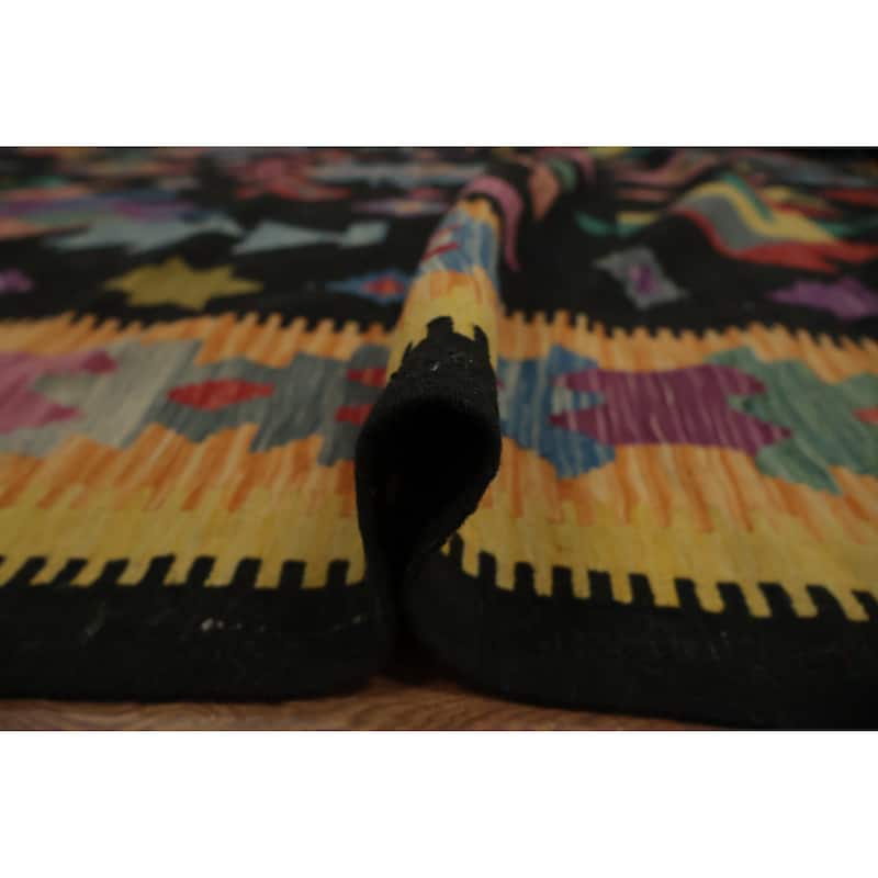Hand Woven Oriental 100% Wool Carpet Southwestern Tribal Multi-Colored Kilim Area Rug - 11' 6'' X 8' 2''