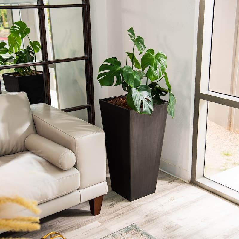 XBrand Modern Square Tapered Planter – 28" or 30" Tall, Indoor & Outdoor Use