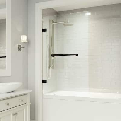 VIGO Rialto 34" W x 58" H Frameless Hinged Tub Door in Matte Black