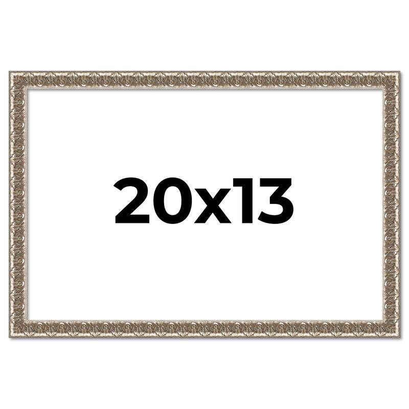 20x13 Frame Silver Versailles Ornate Solid Wood Picture Frame | 1 Inch